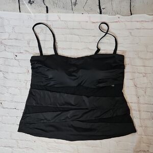Swimsuits For All Black Swimsuit Tankini Top Sheer Panels NWT Size 26